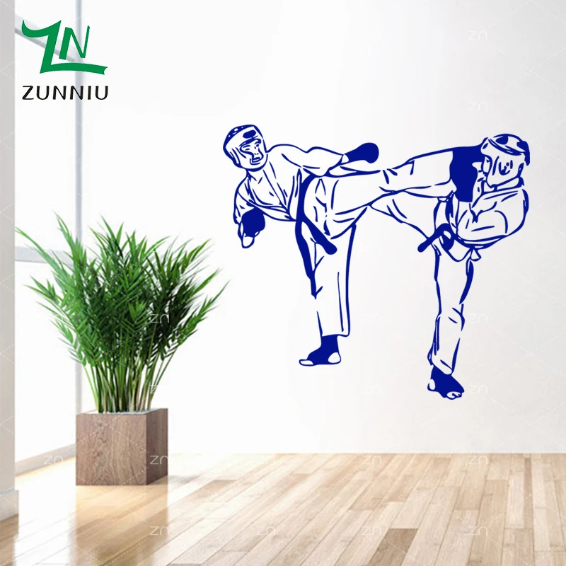 Taekwondo Arts Martiaux Combat Sport MMA Autocollant Mural Chambre Décoration Intérieure 25"X12"